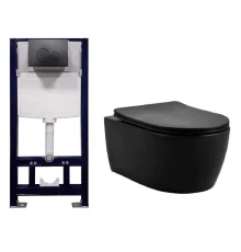 Подвесной унитаз Splendy Pride Black Matte с инсталляцией Stable, ST3011TPRBM/PR10152VTYBM Set