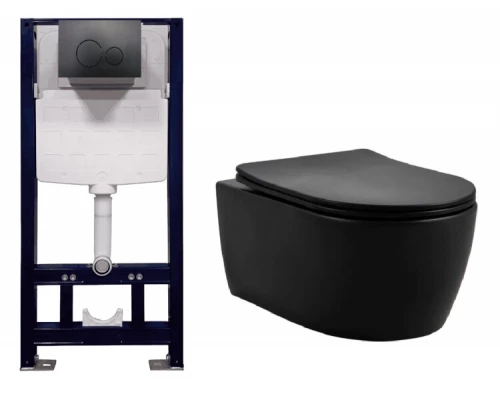 Подвесной унитаз Splendy Pride Black Matte с инсталляцией Stable, ST3011TPRBM/PR10152VTYBM Set