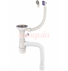 ЭКОНОМ серия: сифон 3½ х 40 мм с круглым и прямоугольным переливом L300 мм, нержавеющая решетка экон