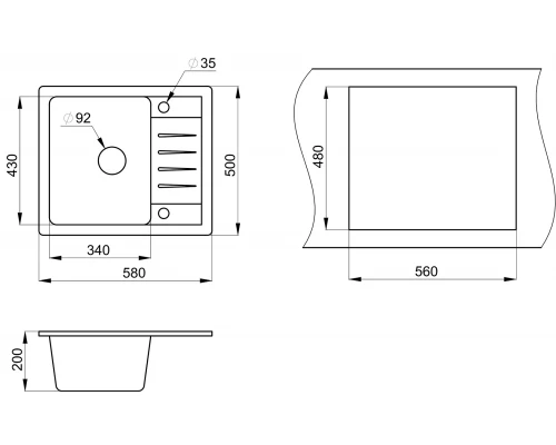 Кухонная мойка GRANULA (5803, БЕЖЕВЫЙ)