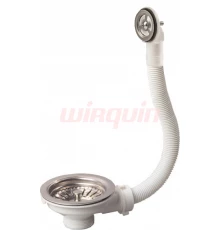 Выпуск для мойки D-90 из нерж.стали с круглым переливом, WIRQUIN