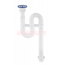 Сифон гофрированный VIR с неражавеющей чашкой D63 мм. (1 1/4 - D40/50), VIRPLAST