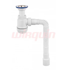 Сифон МИНИ Элит с лит. вып., нерж. чаш.  Ø70 мм и г/труб. L800 мм. (1½- Ø40/50), VIRPLAST