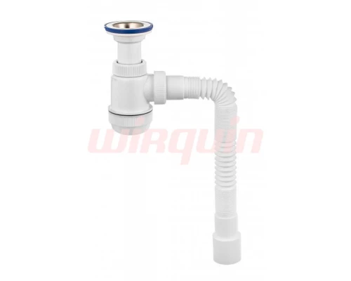 Сифон МИНИ Элит с лит. вып., нерж. чаш.  Ø70 мм и г/труб. L800 мм. (1½- Ø40/50), VIRPLAST