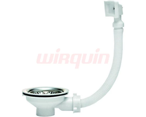 Выпуск для мойки из нерж. стали с прямоугольным переливом D 90мм, WIRQUIN