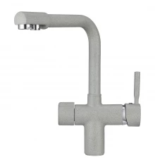 2088, БАЗАЛЬТ Смеситель для кухни однорыч., с подкл. для питьевой воды, сер., GRANULA