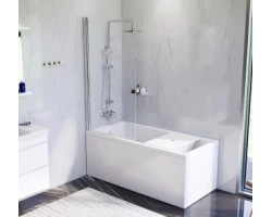 [391039] Акриловая ванна Am.Pm Gem 150 x 70 см, с каркасом, шторкой, душевым гарнитуром и смесителем (W90ASET-150D8) +78590 ₽