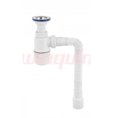 Сифон Элит с литым выпуском, нержавеющей чашкой D70мм. и гибкой трубой L800мм. (1 1/2- D40/50), V