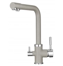 2015, БАЗАЛЬТ Смеситель для кухни однорыч., с подкл. для питьевой воды, сер., GRANULA