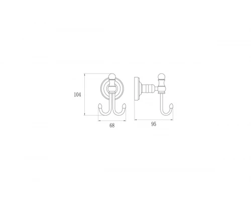 Крючок для полотенец двойной Ganzer GZ31052-D бронза