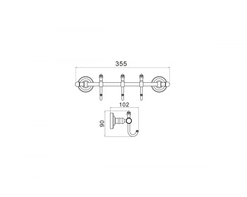 Крючок для ванной 3-ой Ganzer GZ31073-D бронза