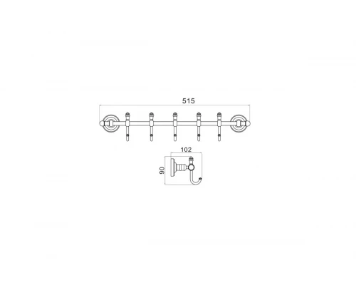 Полотенцедержатель с 5-ю крючками Ganzer GZ31075 хром