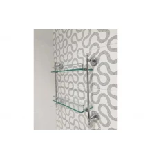 Полка стеклянная двух-ярусная Ganzer GZ31077 хром