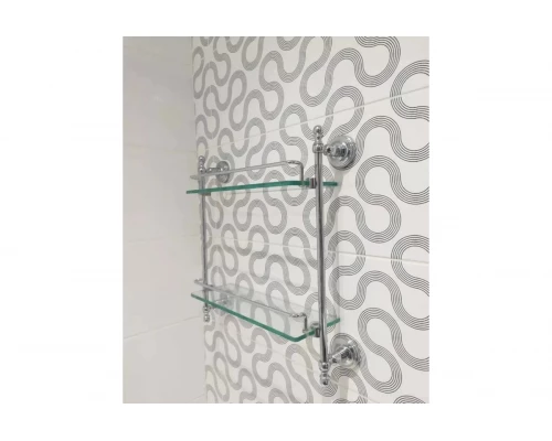 Полка стеклянная двух-ярусная Ganzer GZ31077 хром