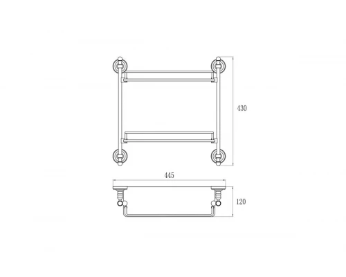 Полка стеклянная двух-ярусная Ganzer GZ31077 хром