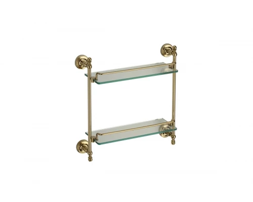 Полка стеклянная двух-ярусная Ganzer GZ31077-E золото