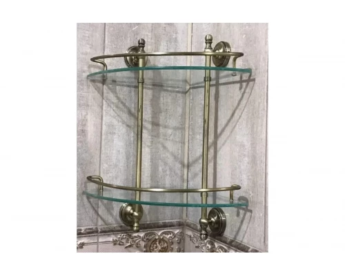 Полка стеклянная угловая двух-ярусная Ganzer GZ31082-D бронза