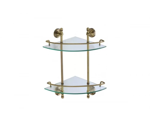 Полка стеклянная угловая двух-ярусная Ganzer GZ31082-D бронза