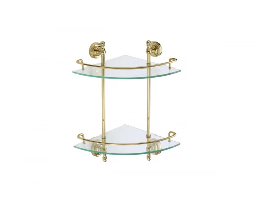 Полка стеклянная угловая двух-ярусная Ganzer GZ31082-E золото