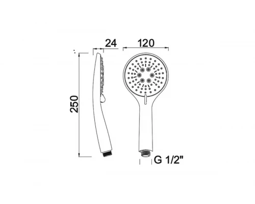 Душевая лейка 3-функциональная Hansen H3012, хром/белый
