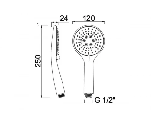 Душевая лейка 3-функциональная Hansen H3012-1, черный