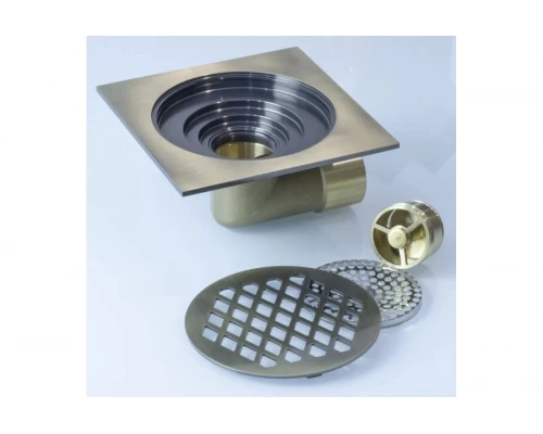 Трап угловой с обратным клапаном 15х15 Ganzer T004-D бронза