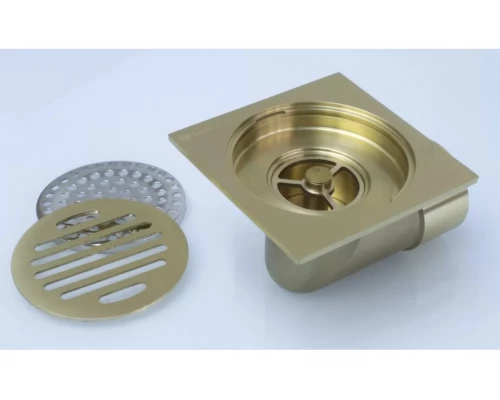 Трап угловой с обратным клапаном 10х10 Ganzer  T002-S матовое золото