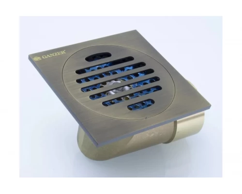 Трап угловой с обратным клапаном 10х10 Ganzer T002-D бронза