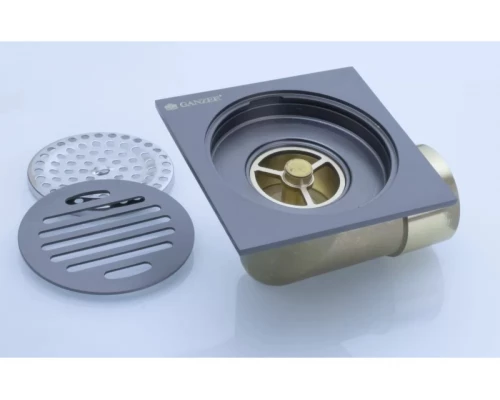 Трап угловой с обратным клапаном 10х10 Ganzer T002-Q графит