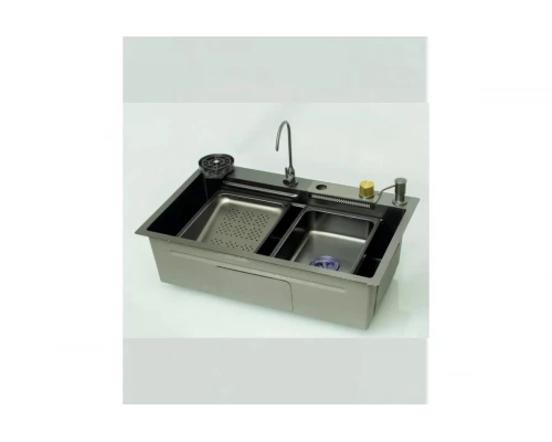 Мойка многофункциональная 75х46мм из нержавеющей стали без смесителя Ganzer GZ46075-Q графит