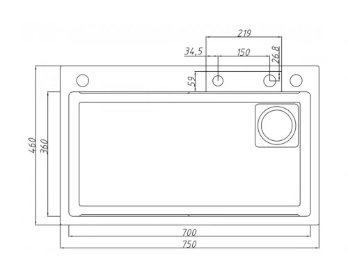 Мойка многофункциональная 75х46мм из нержавеющей стали без смесителя Ganzer GZ46075-Q графит