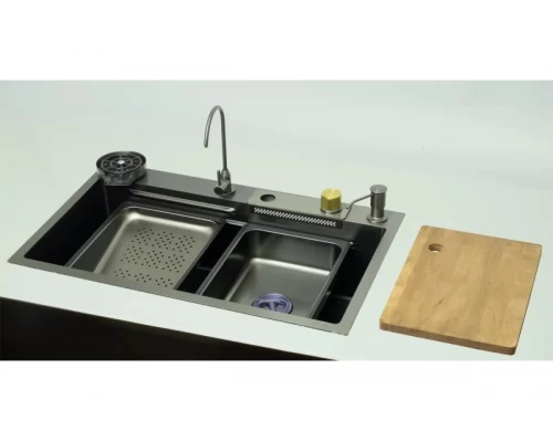 Мойка многофункциональная 75х46мм из нержавеющей стали без смесителя Ganzer GZ46075-Q графит