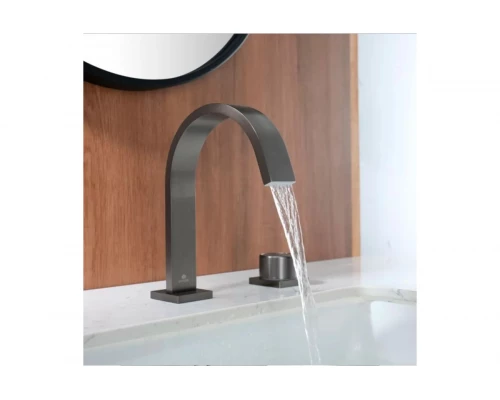 Смеситель для раковины из латуни врезной на 2 отверстия Ganzer GZ01111-Q графит