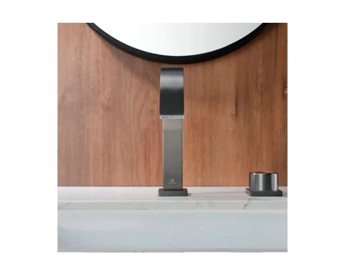 Смеситель для раковины из латуни врезной на 2 отверстия Ganzer GZ01111-Q графит