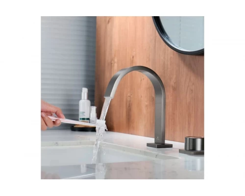 Смеситель для раковины из латуни врезной на 2 отверстия Ganzer GZ01111-Q графит