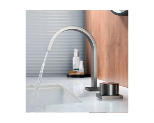 Смеситель для раковины из латуни врезной на 2 отверстия Ganzer GZ01111-Q графит