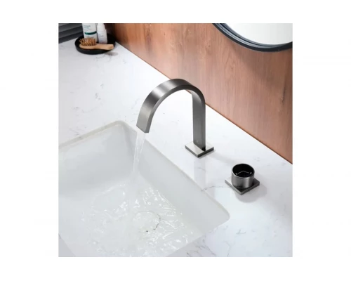 Смеситель для раковины из латуни врезной на 2 отверстия Ganzer GZ01111-Q графит