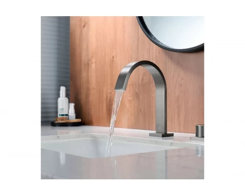 Смеситель для раковины из латуни врезной на 2 отверстия Ganzer GZ01111-Q графит