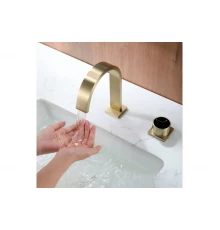 Смеситель для раковины из латуни врезной на 2 отверстия Ganzer GZ01111-S матовое золото