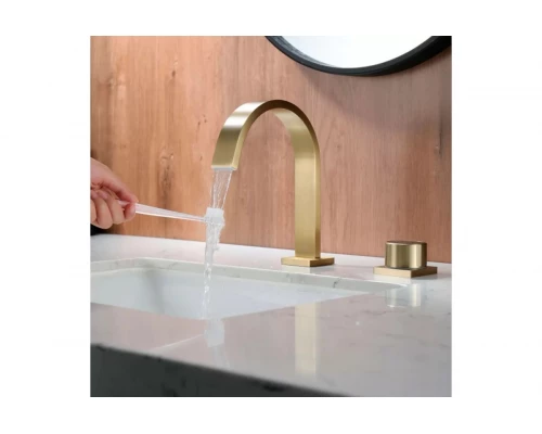 Смеситель для раковины из латуни врезной на 2 отверстия Ganzer GZ01111-S матовое золото