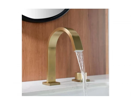 Смеситель для раковины из латуни врезной на 2 отверстия Ganzer GZ01111-S матовое золото