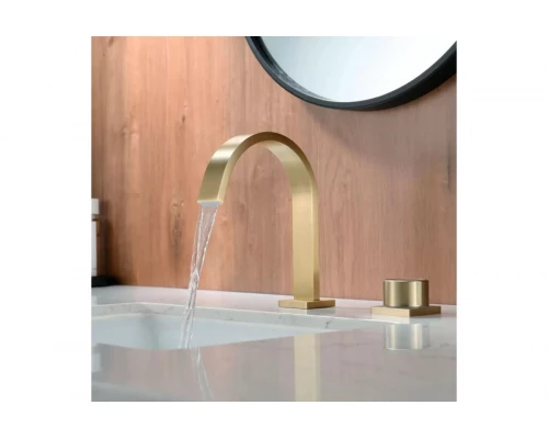 Смеситель для раковины из латуни врезной на 2 отверстия Ganzer GZ01111-S матовое золото