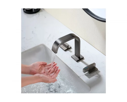 Встраиваемый смеситель для раковины на 3 отверстия Ganzer  GZ01115-Q графит