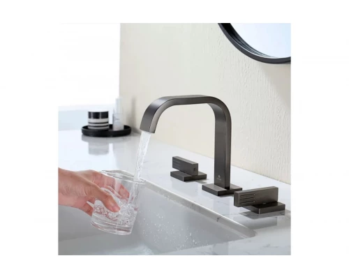 Встраиваемый смеситель для раковины на 3 отверстия Ganzer  GZ01115-Q графит