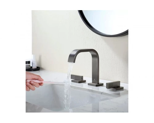 Встраиваемый смеситель для раковины на 3 отверстия Ganzer  GZ01115-Q графит