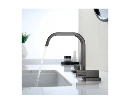 Встраиваемый смеситель для раковины на 3 отверстия Ganzer  GZ01115-Q графит