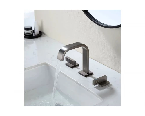 Встраиваемый смеситель для раковины на 3 отверстия Ganzer  GZ01115-Q графит