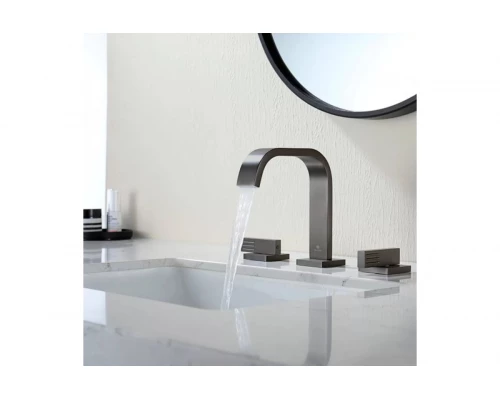 Встраиваемый смеситель для раковины на 3 отверстия Ganzer  GZ01115-Q графит