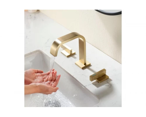 Встраиваемый смеситель для раковины на 3 отверстия Ganzer  GZ01115-S матовое золото