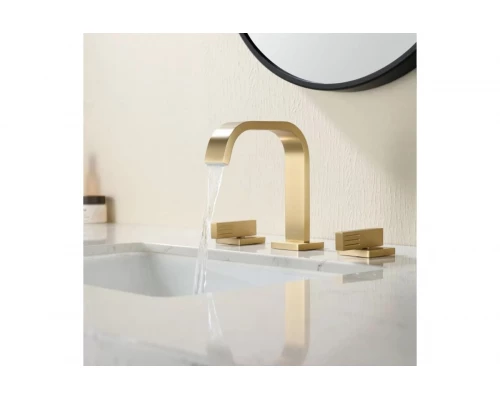 Встраиваемый смеситель для раковины на 3 отверстия Ganzer  GZ01115-S матовое золото